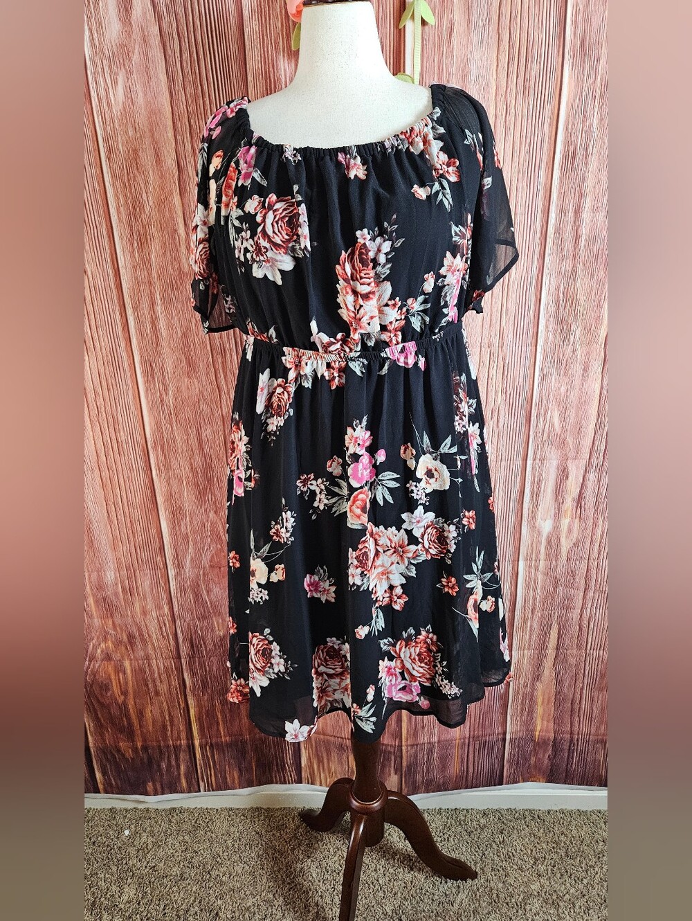 Torrid Floral Print Peasant Mini  Dress Plus Size 2